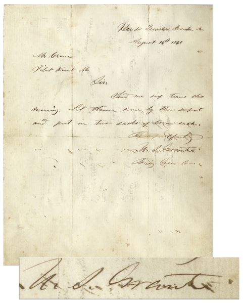 Ulysses S. Grant Civil War Dated Autograph Letter Signed -- From August 1861, a Week After His Promotion From Colonel to Brigadier General